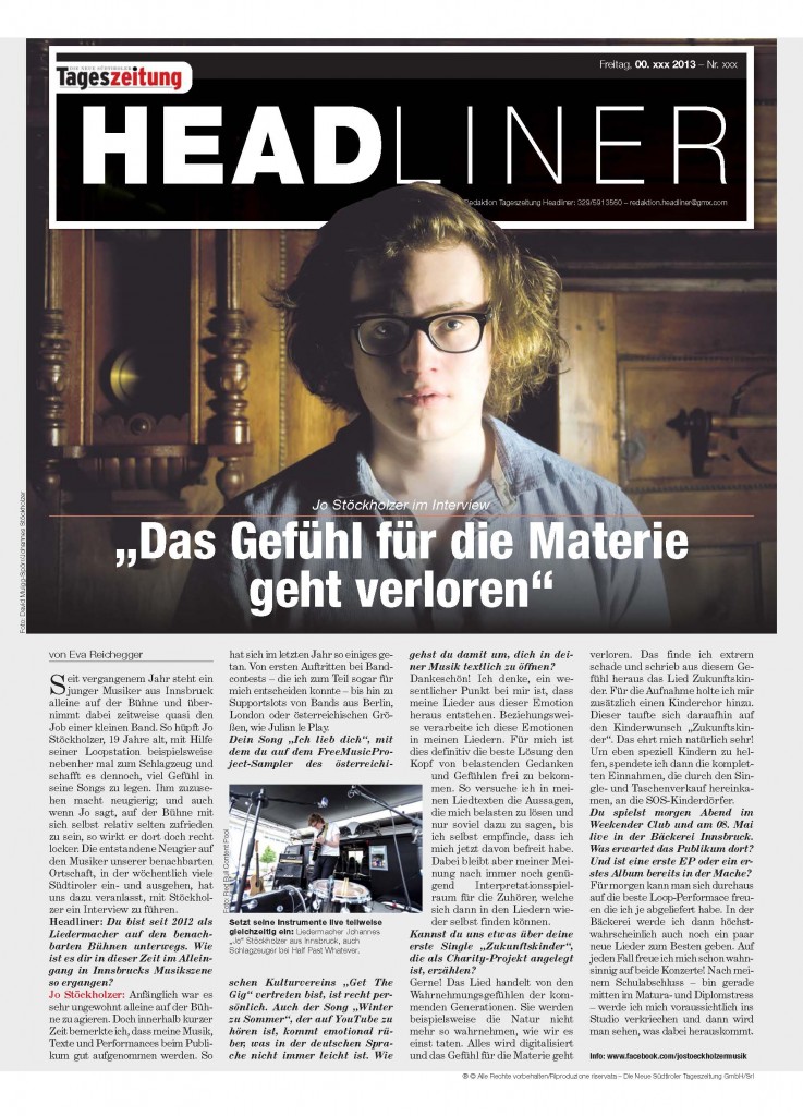 Jo Stöckholzer Headliner Cover 2013